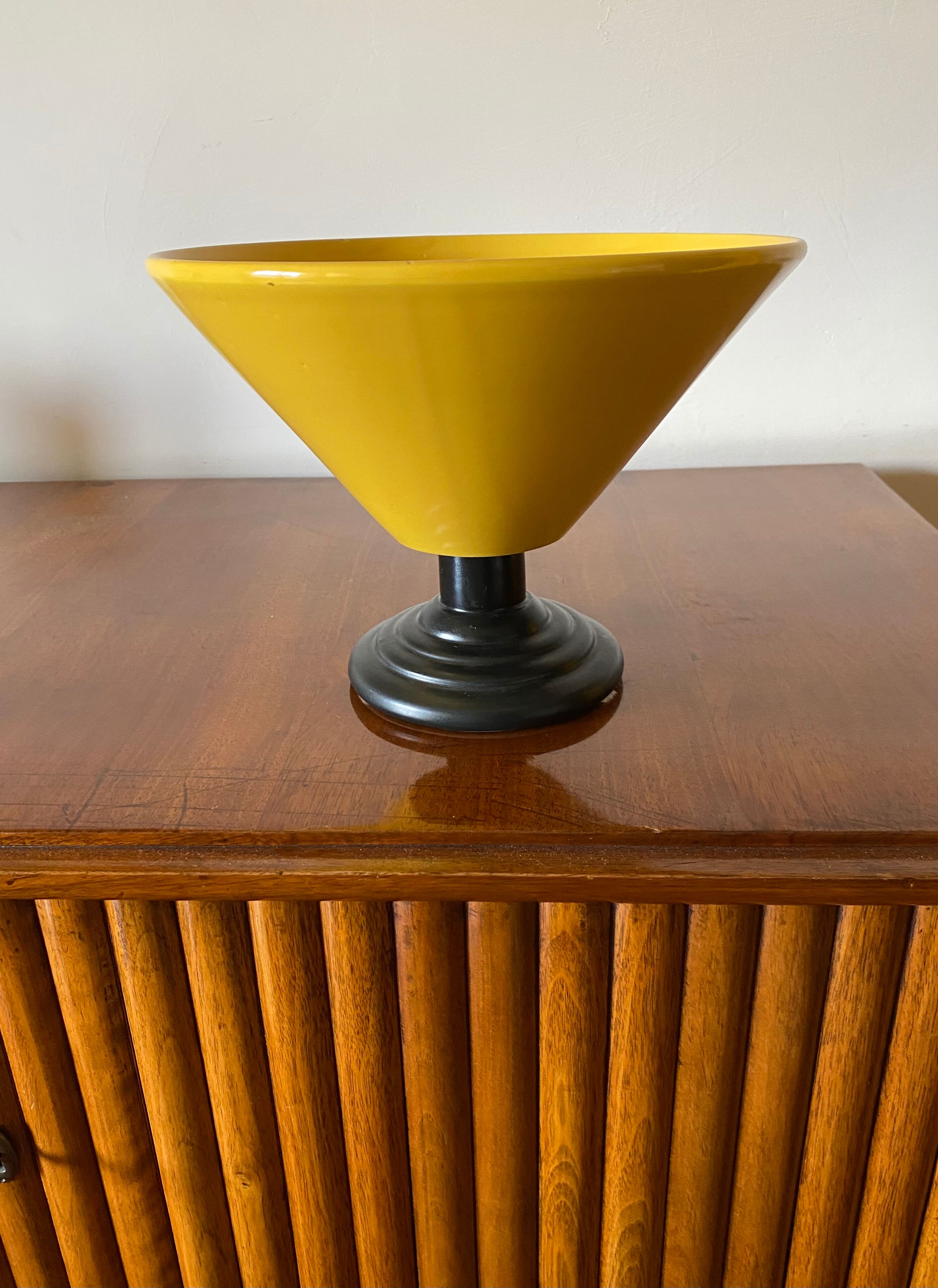 Yellow Conic Vase, postmodern, Italy 1980s