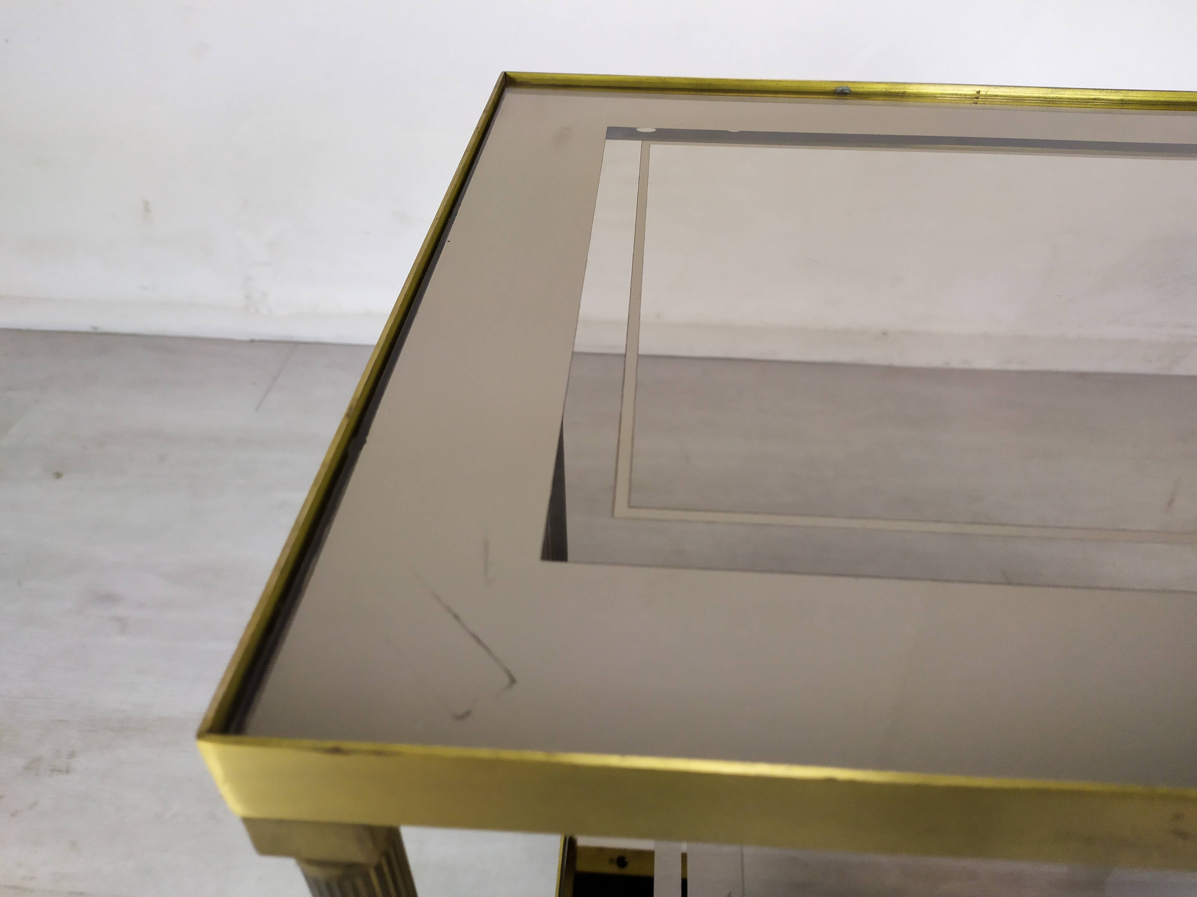 Golden brass sofa end