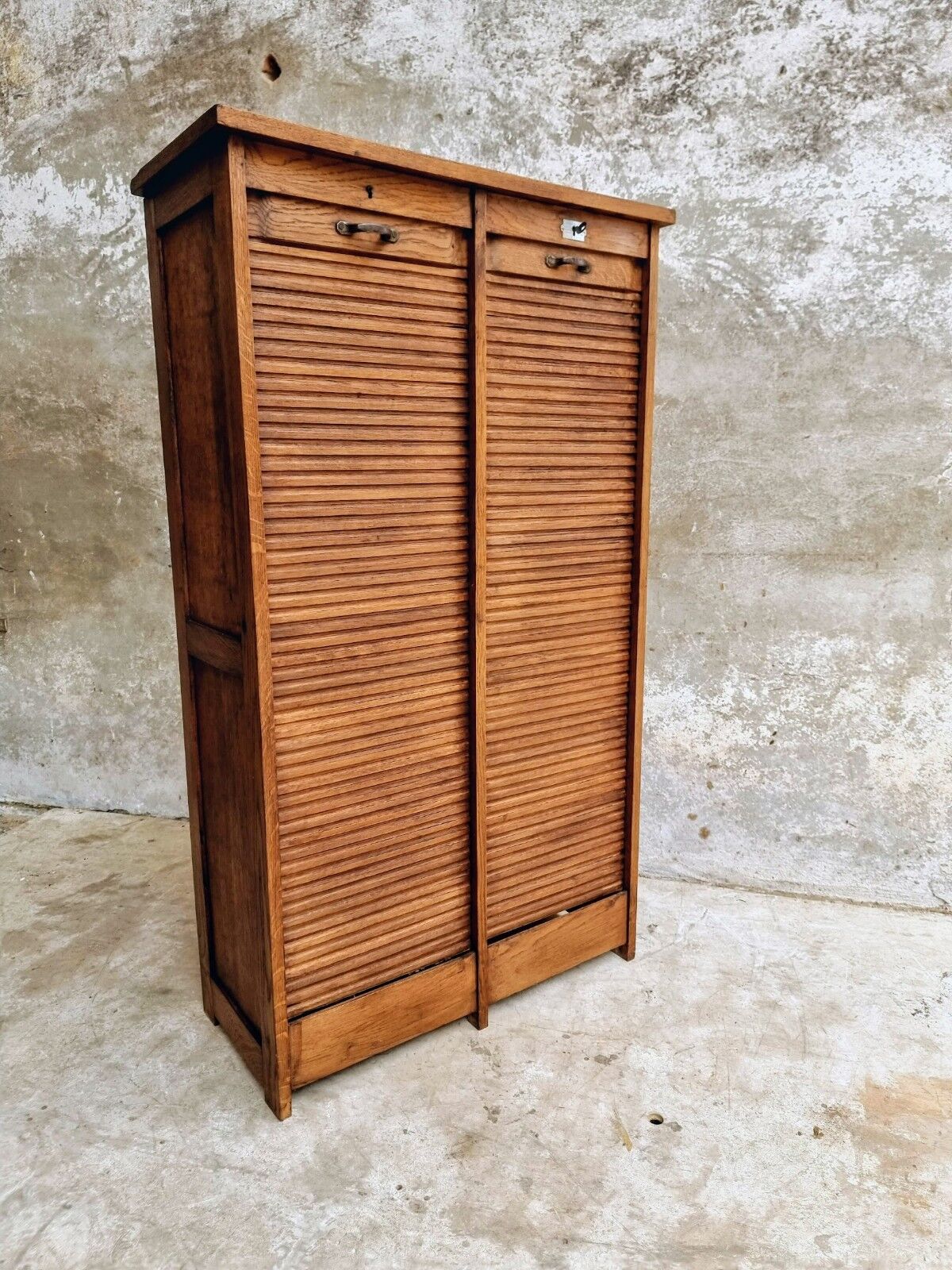 Antique roller shutter cabinet Paris oak wall cupboard