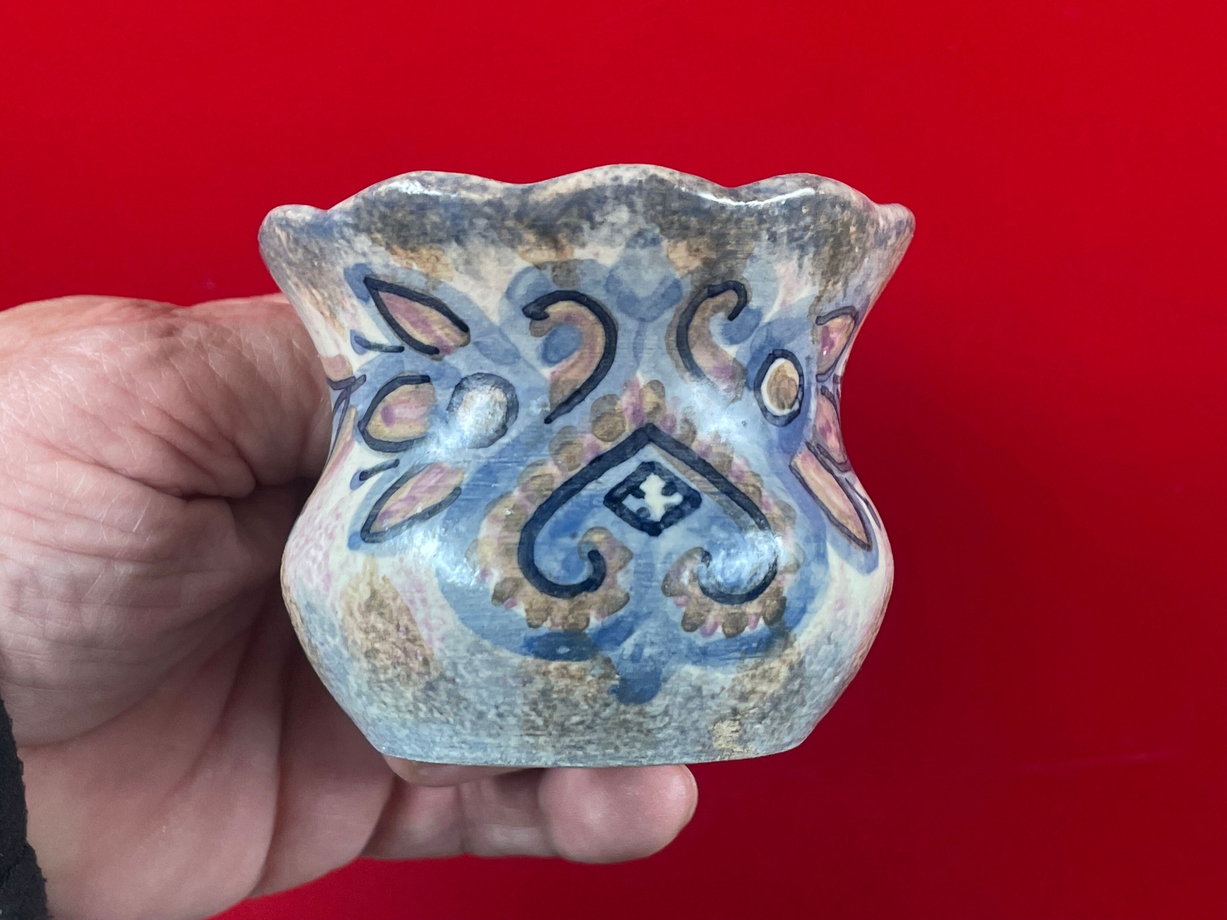 Set of 8 ceramic Quimper cups and under cups