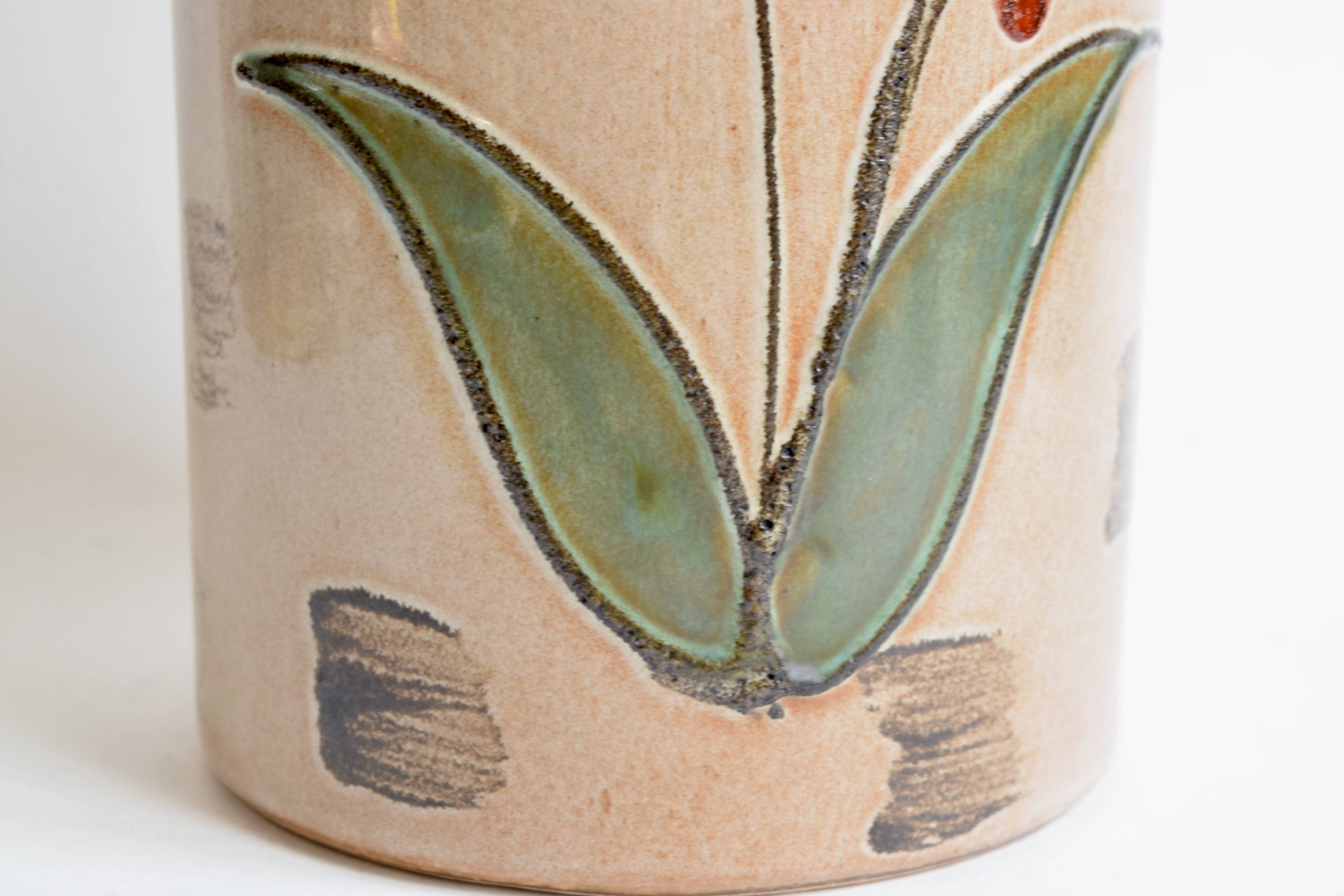 Large Scheurich Keramik ceramic vase with floral decoration - Model 407 35 - West Germany - 1970