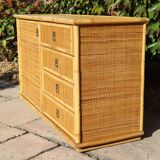 rattan and bamboo sideboard signed by Dal Vera Italy 1960