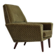 Fauteuil danois à dossier haut de georg thams, revêtement original, velours vert, bois de teck.