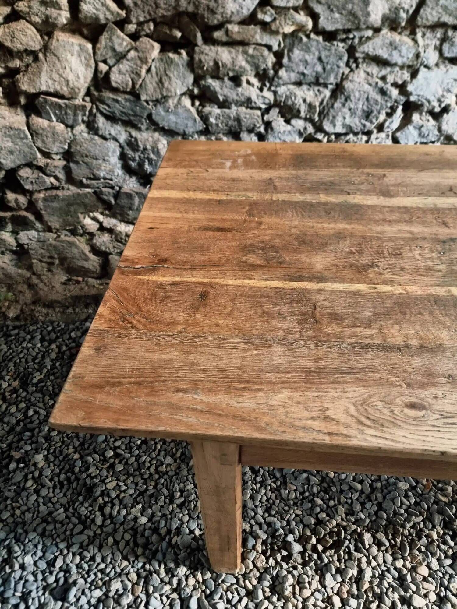 Antique French oak dining table, early 1900s - large farmhouse table for 12 people