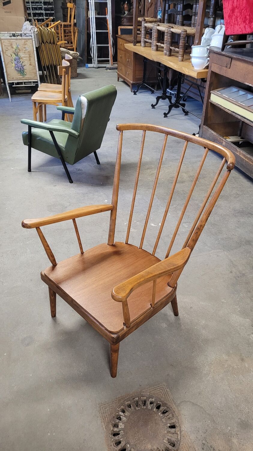 Fauteuil baumann modèle éventail 1950 vintage