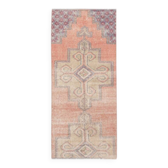 2x5 Pale Red Turkish Vintage Runner Rug, 70x165Cm