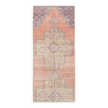 2x5 Pale Red Turkish Vintage Runner Rug, 70x165Cm