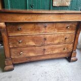 Commode à crosse 4 tiroirs en noyer,  XIXème siècle