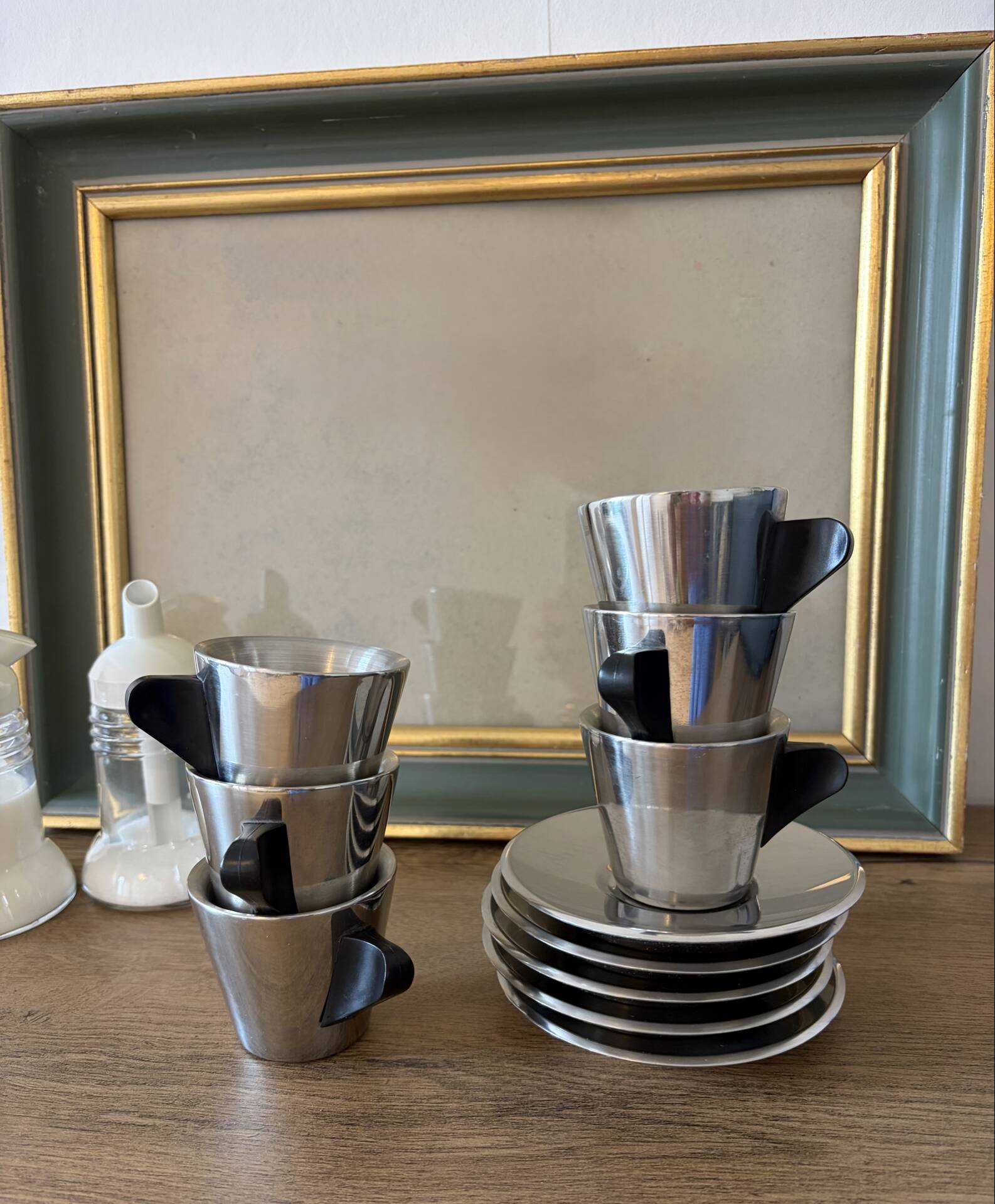 Ikea trivsel vintage 90s espresso coffee service – stainless steel – set of