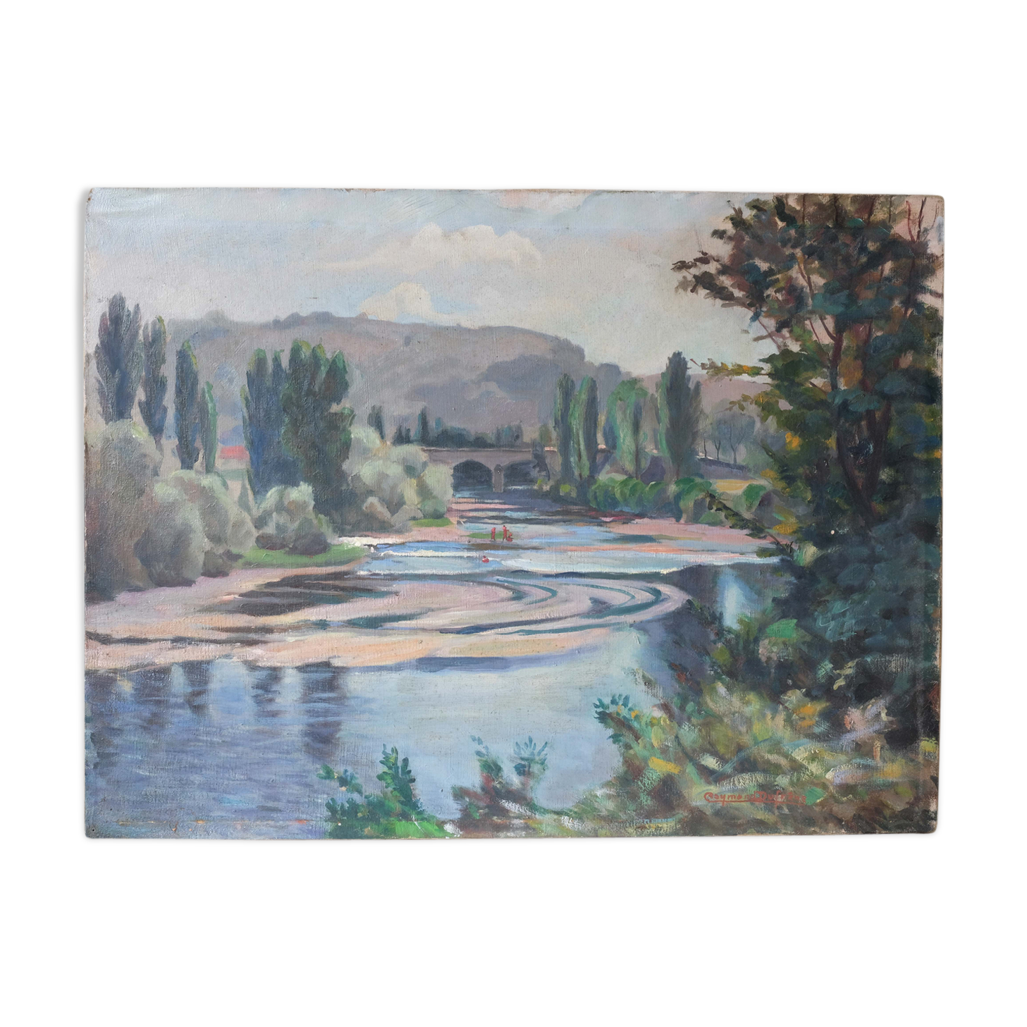 River and bridge landscape painting