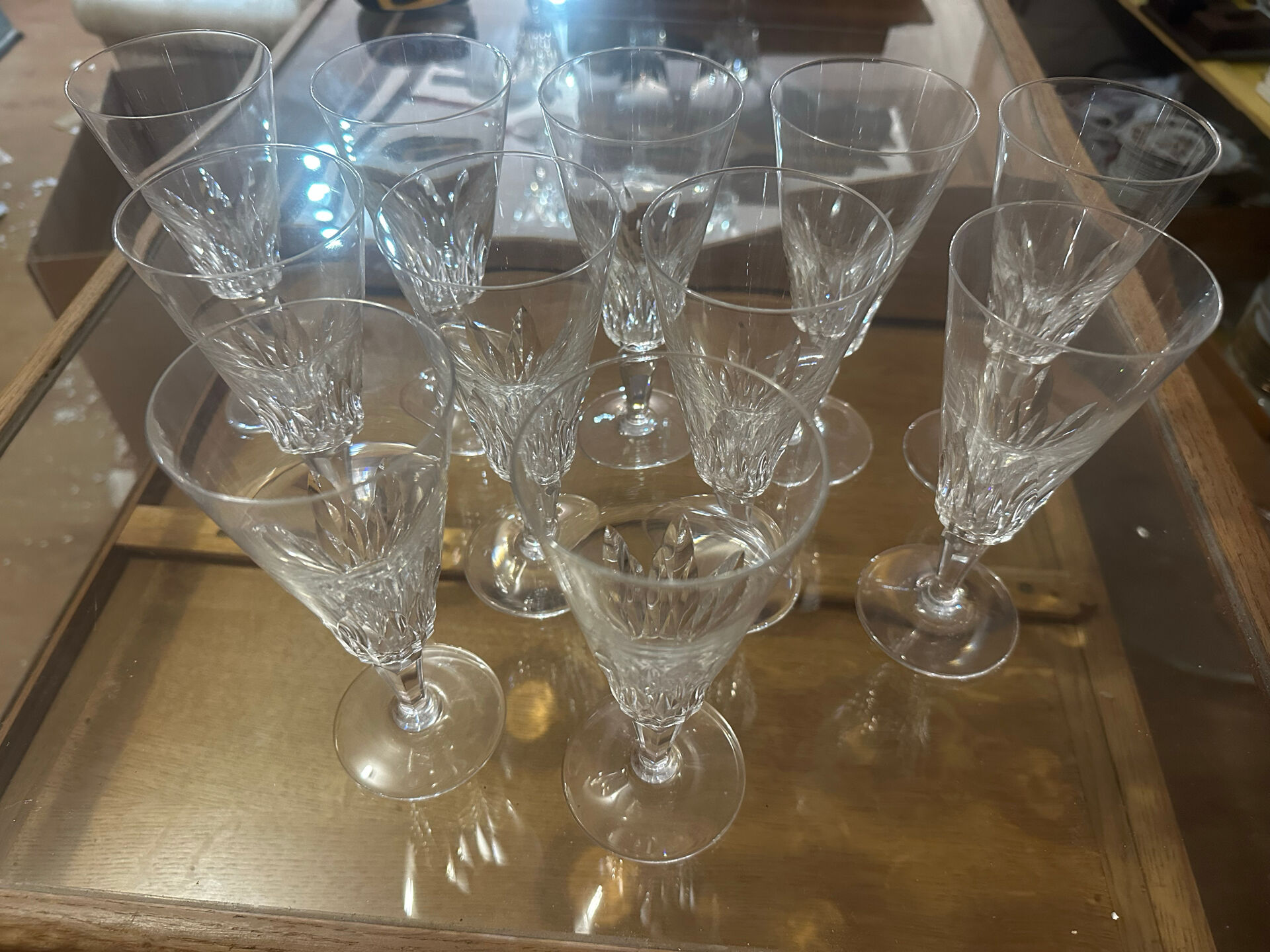 12 Baccarat champagne flutes model Carcassonne - stamped