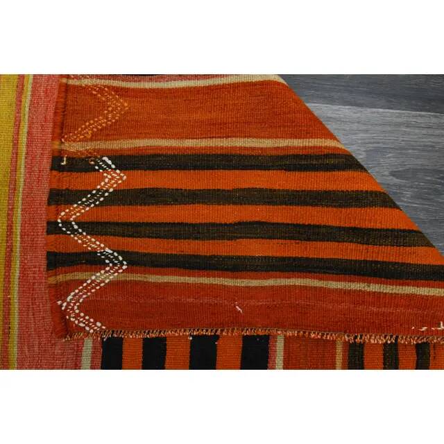 1970s vintage Turkish Oushak handmade wool cotton orange area rug 188x326