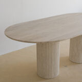 Olya oblong dining table 150x90 in natural travertine