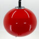 Mid century red hanging lamp with chrome by Harvey Guzzini for Meblo Italy