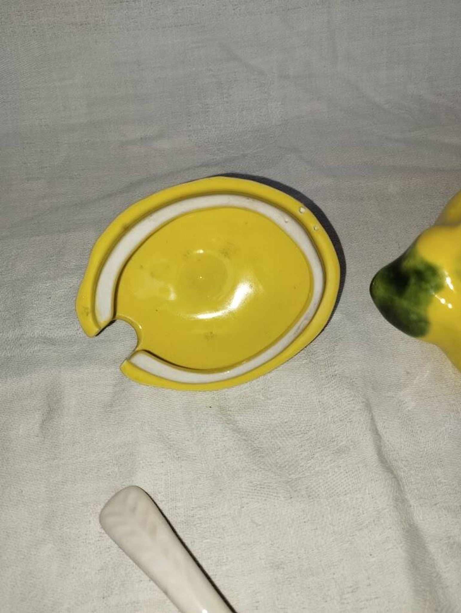 Confiturier citron – Faïence émaillée – Années 60–70 – Vintage