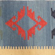 Large Yellow Kilim Rug, Gold Geometric Tribal Wool Carpet 300 x 202 cm