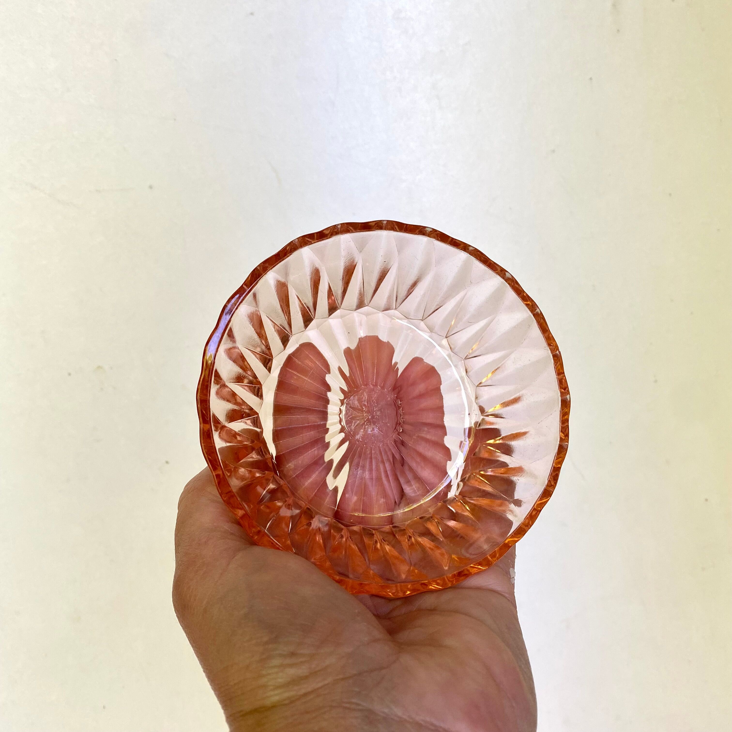 Vintage pink glass ramekins