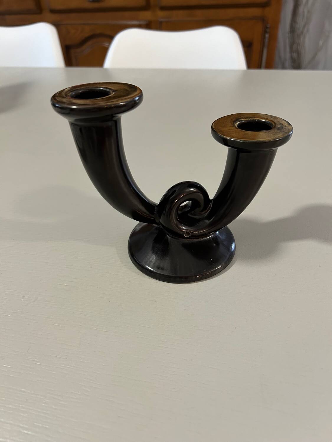 Gien earthenware candlestick / candlestick