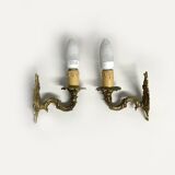 Paire d'appliques murales en bronze chandelier, style classique, Louis XV
