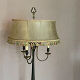 Vintage floor lamp in black and gold metal with lampshades