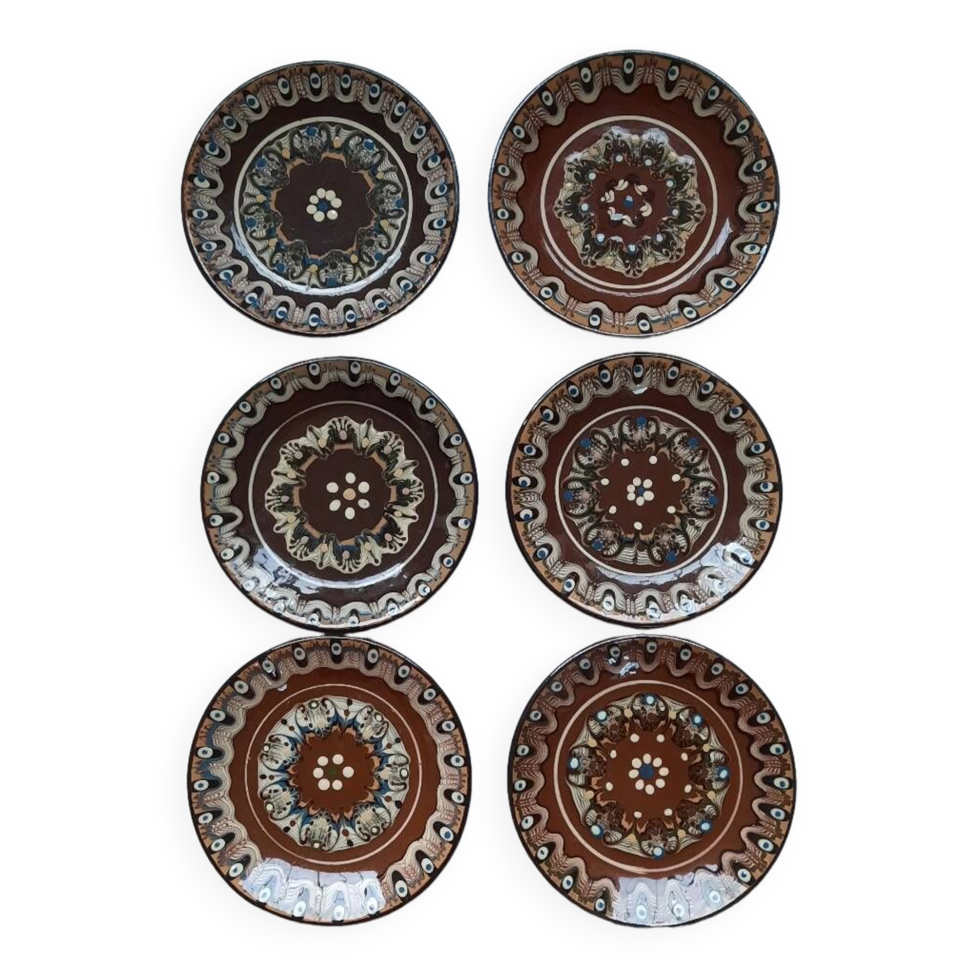 Hand painted pottery plates