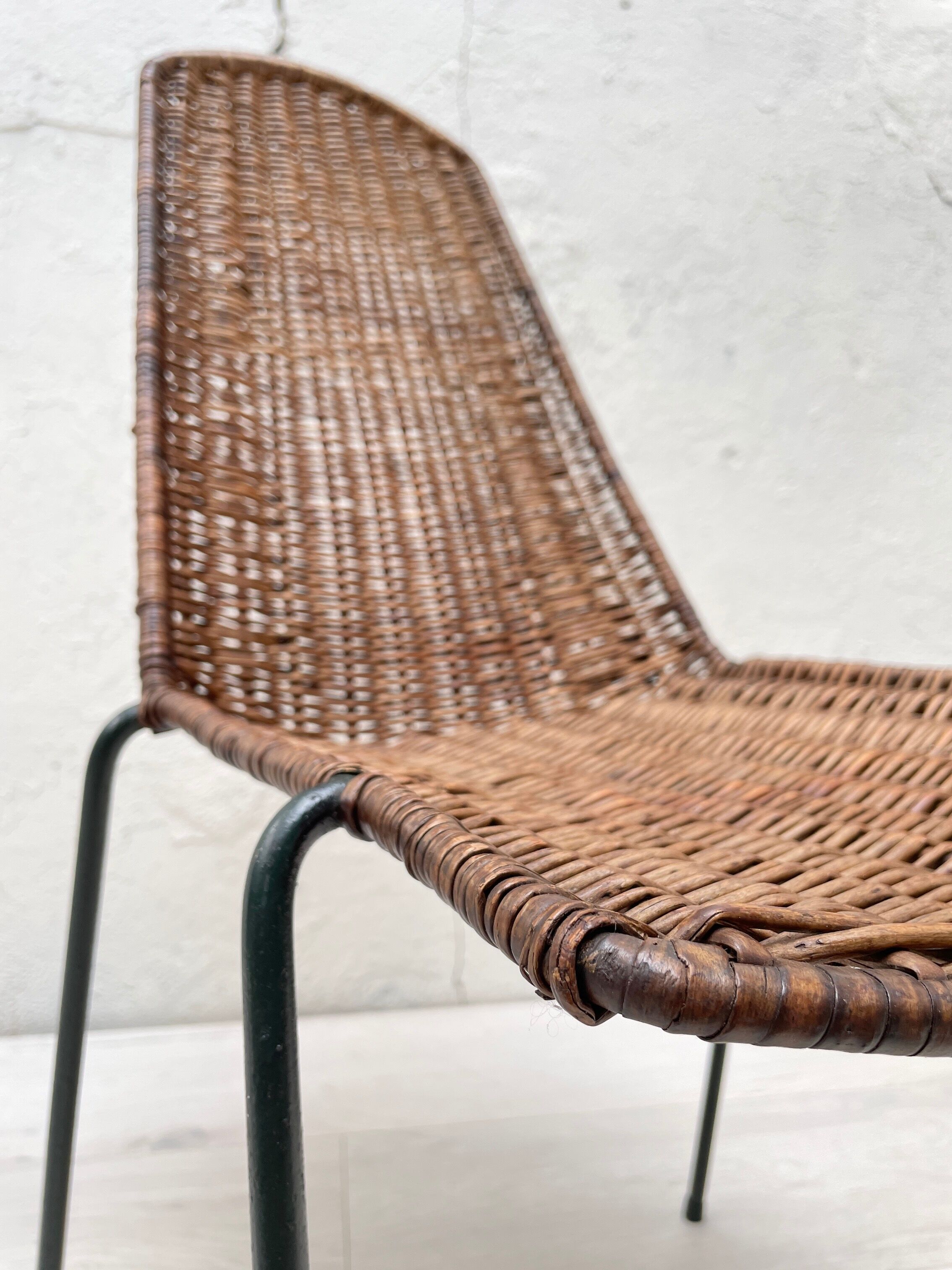 Vintage chair in wicker and metal circa 1950