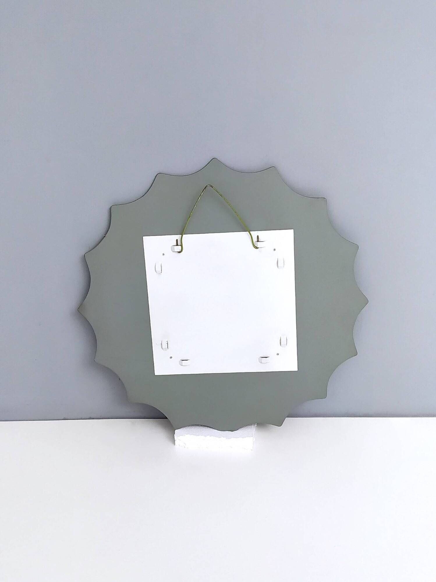 Postmodern Sun Shaped Bronze Wall Mirror in the Style of Cristal Art, Italy