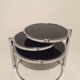 3-plate swivel coffee table in 1970s glass and chrome