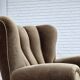 1960s, Danish relax armchair, dark green furniture velour, ash wood.