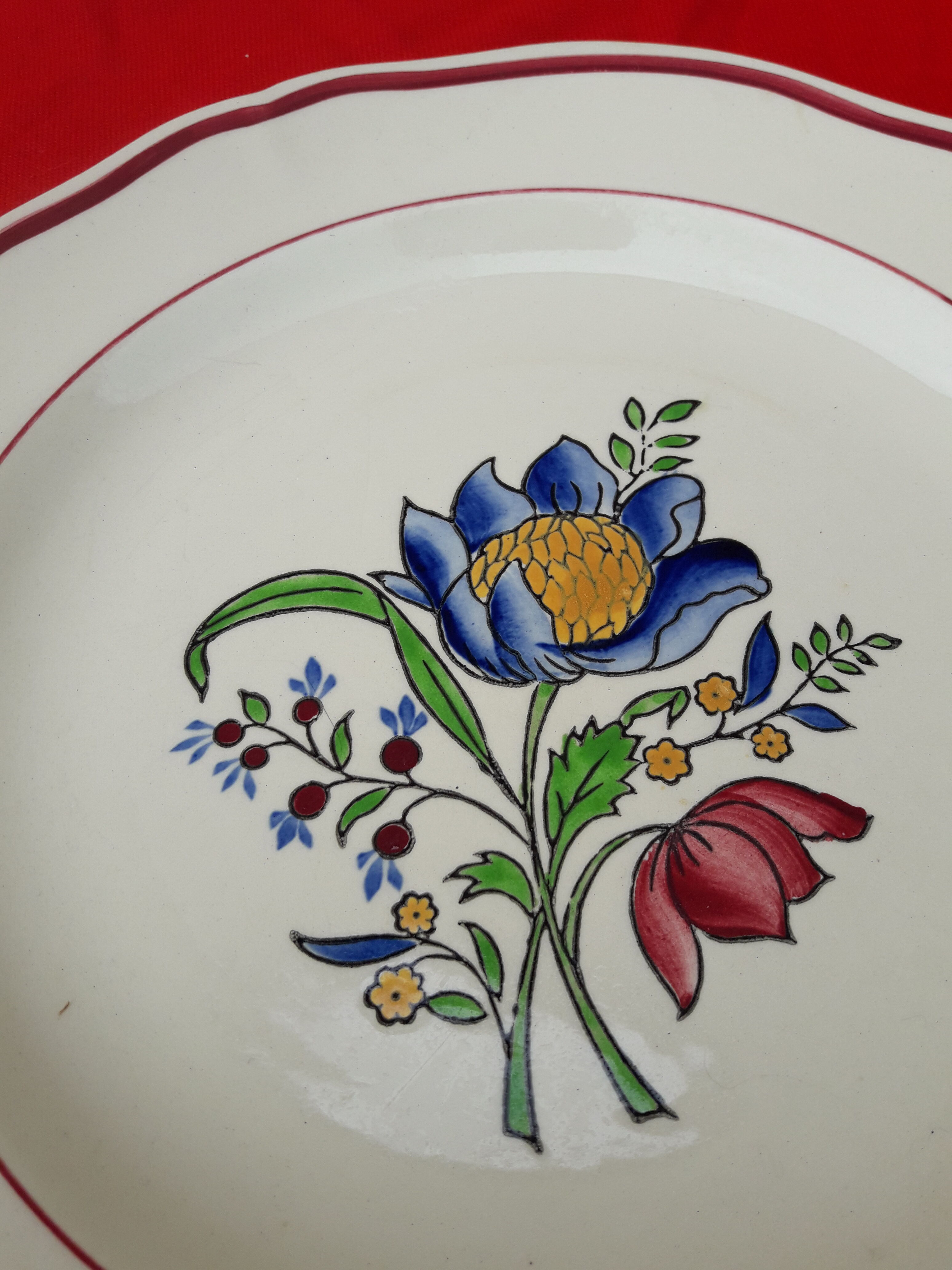 2 earthenware plates of gien model savoie diam 24.5 cm