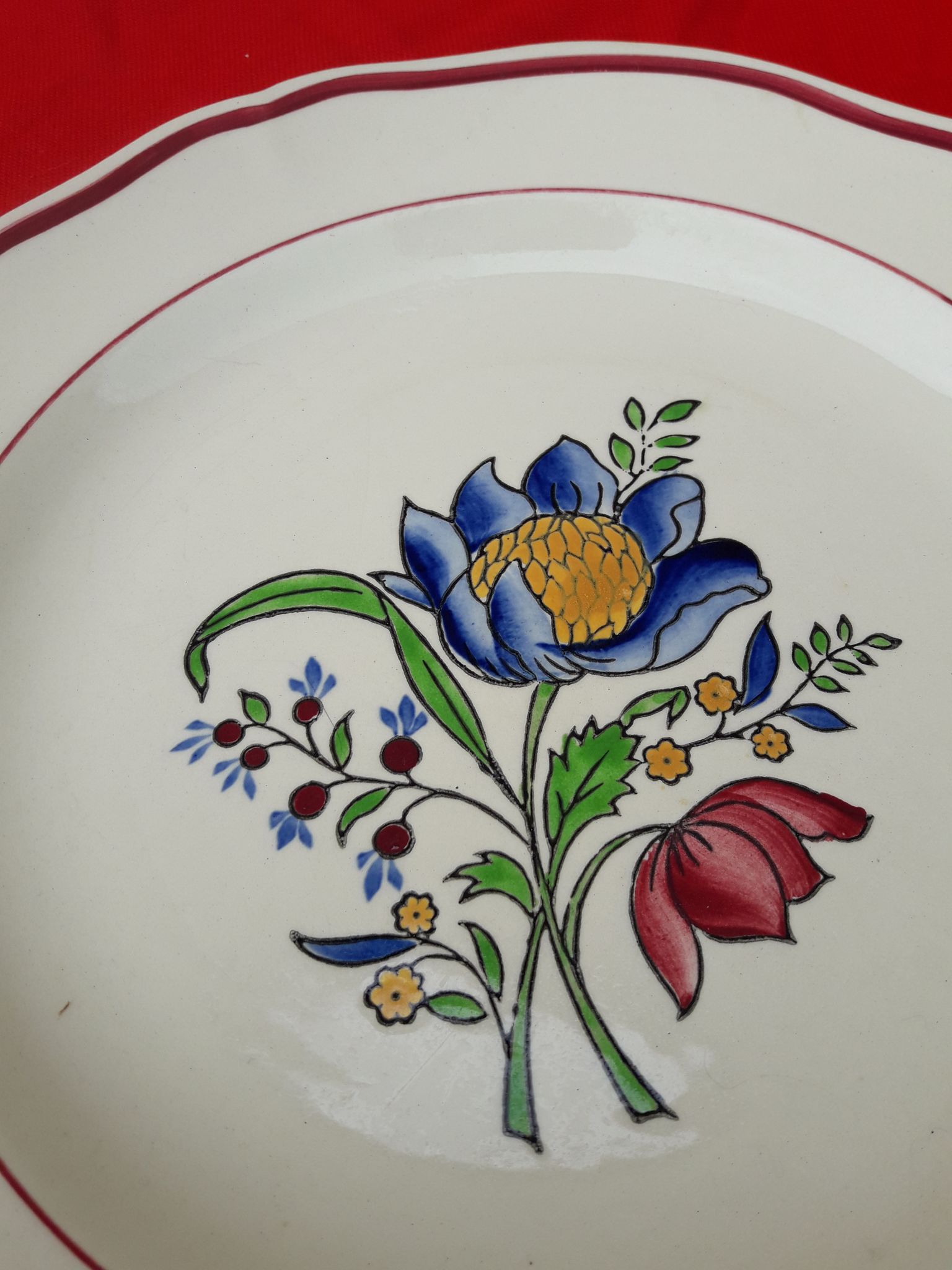 2 earthenware plates of gien model savoie diam 24.5 cm