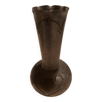 Pewter soliflore vase signed Leboeuf
