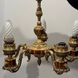 Empire style bronze and copper chandelier, 20th century