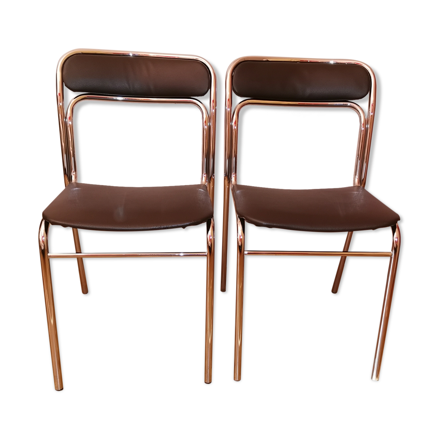 Paire de chaises vintage métal chromé