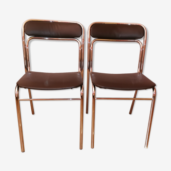 Paire de chaises vintage métal chromé