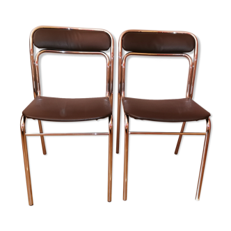 Pair of vintage chrome metal chairs