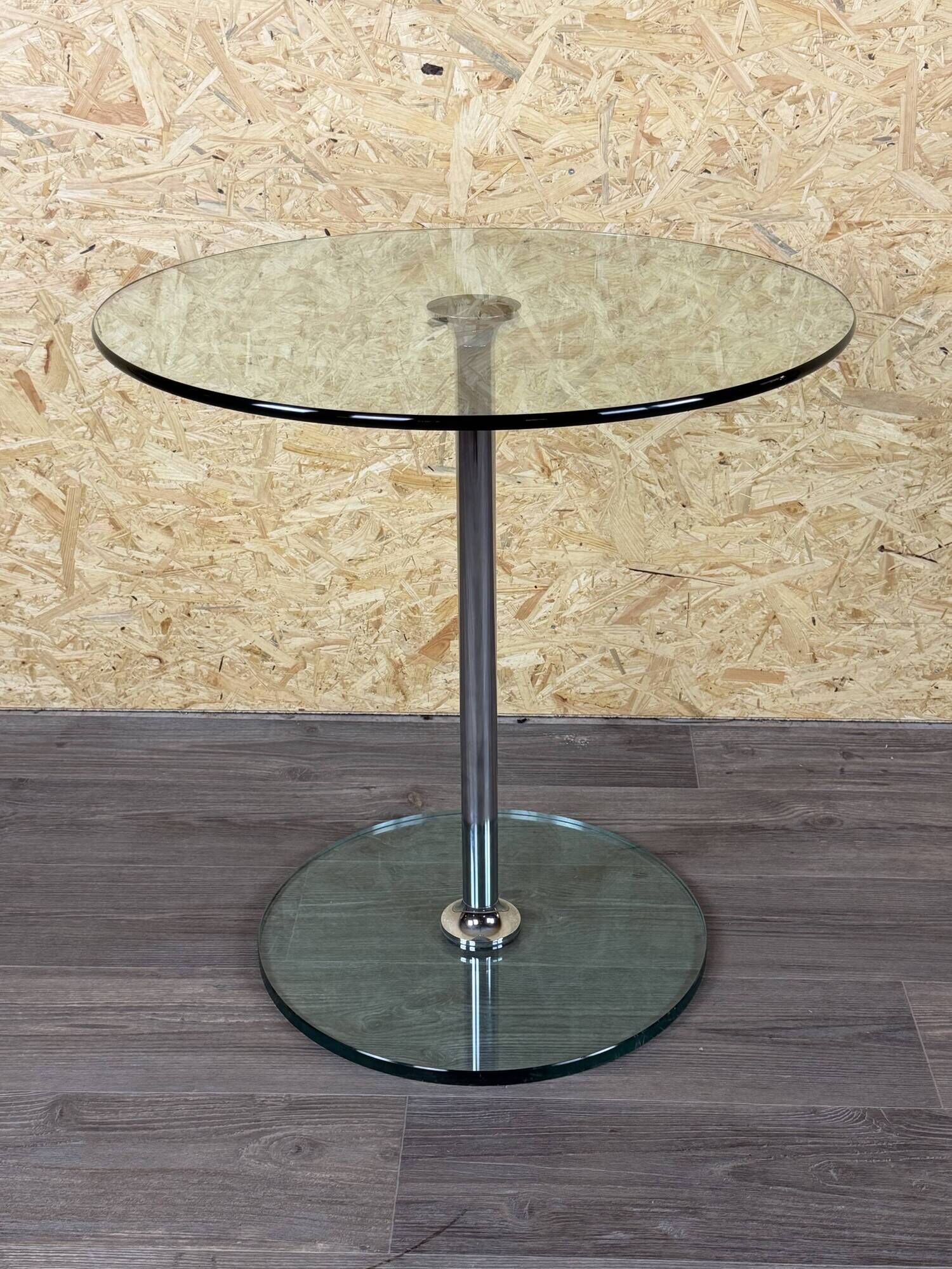 1970s 1980s Coffee Table Side Table in Chrome and Glass Space Age Design