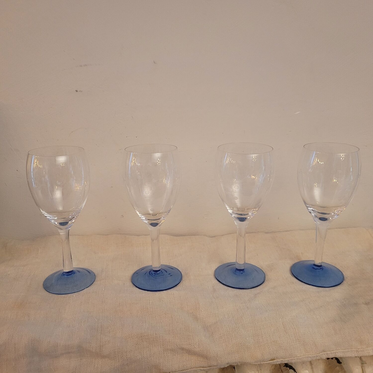 Set of 4 cut glass stemmed glasses from the 50s.