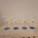 Set of 4 cut glass stemmed glasses from the 50s.