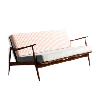 Scandinavian two-tone 3-seater bench with armrests, 1960s, Denmark