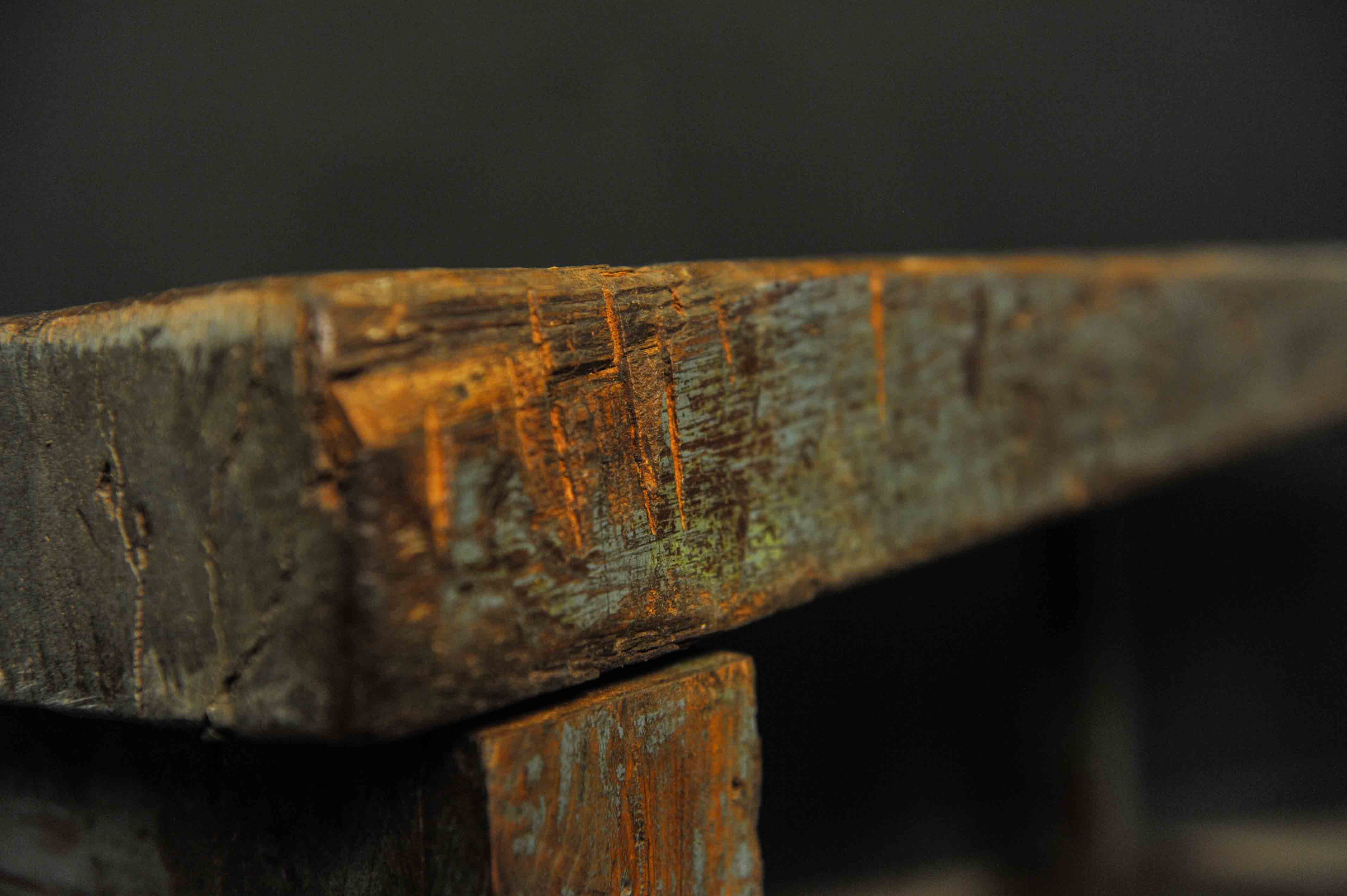 Blue weathered massive teak table