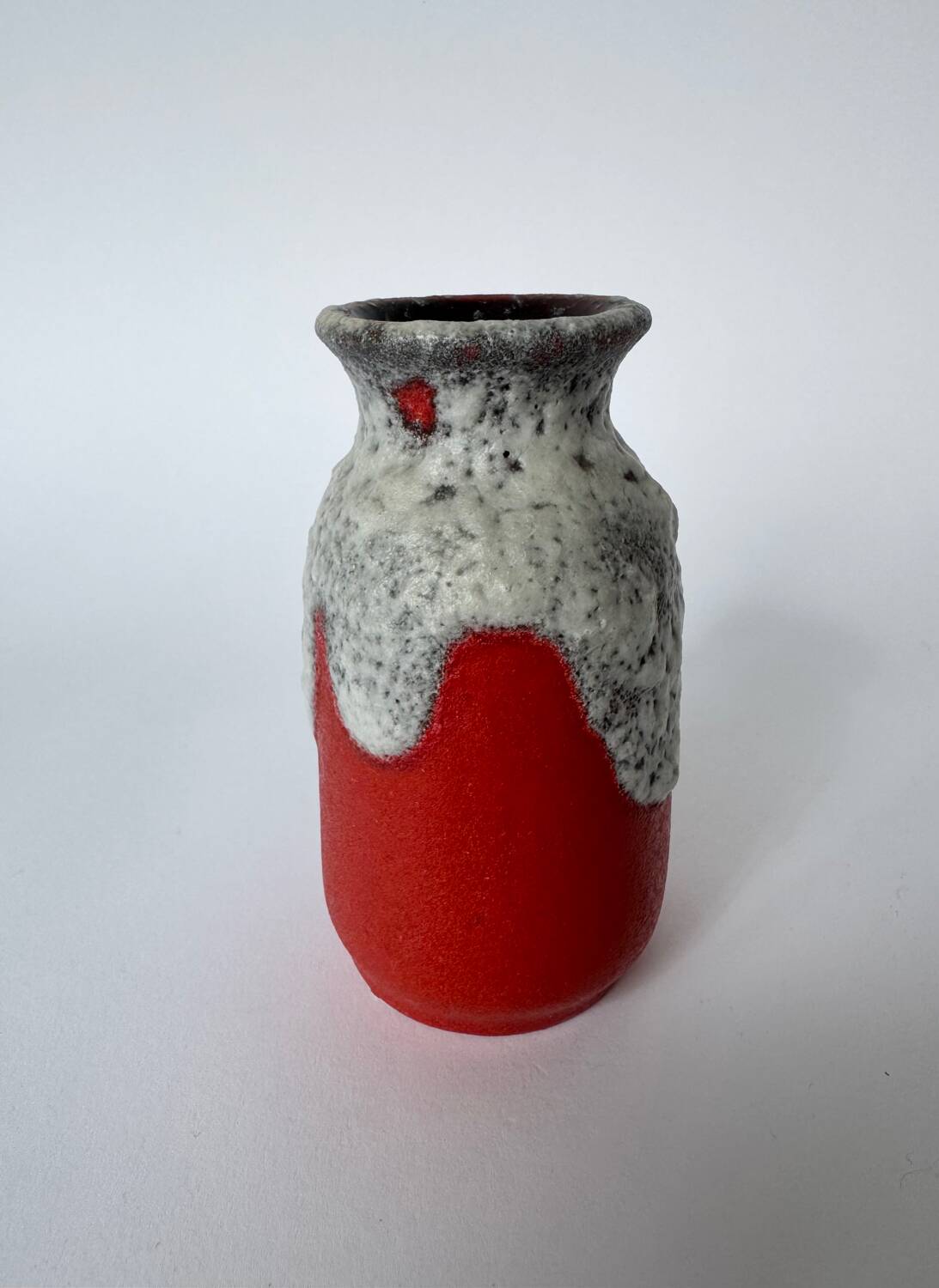 Vintage Mid Century Modern Fat Lava West German  Red Glazed Vase