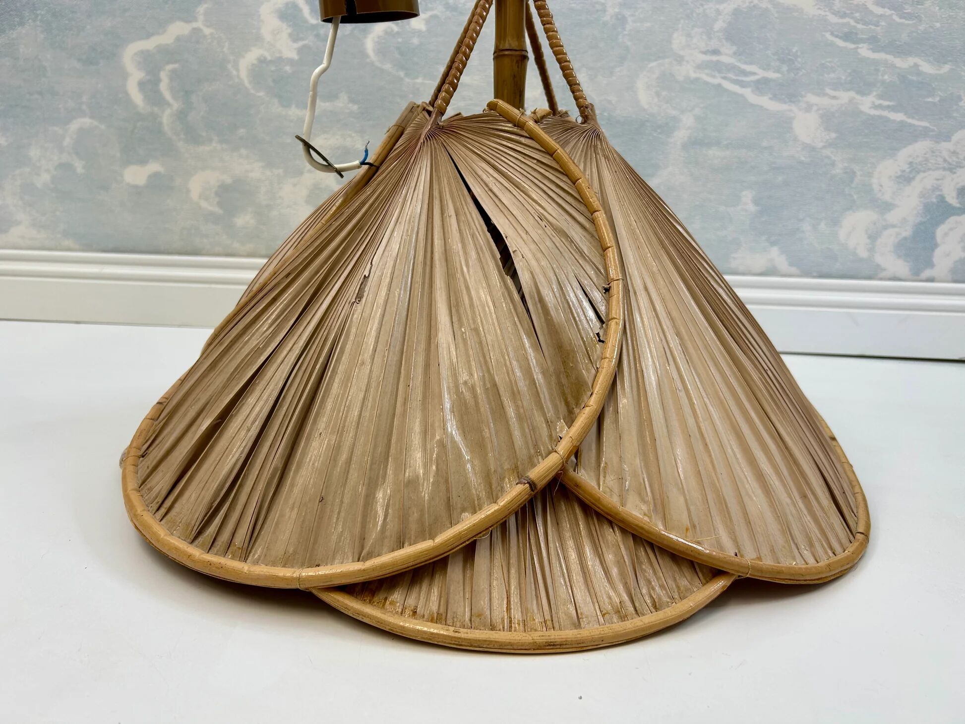 Mid-century modern Uchiwa style bamboo suspension