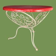 Rare 1950s garden furniture set - wrought iron & fibreglass - 5 pieces