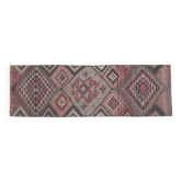 Tapis couloir en laine Oushak vintage rose turc boho chic 82x271