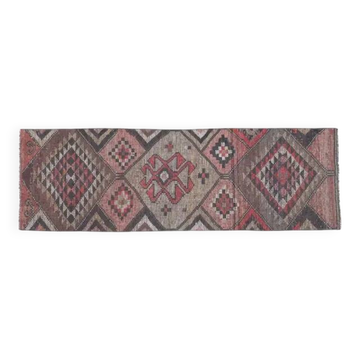 Boho Chic Turkish Pink Vintage Oushak Wool Runner Rug 82x271