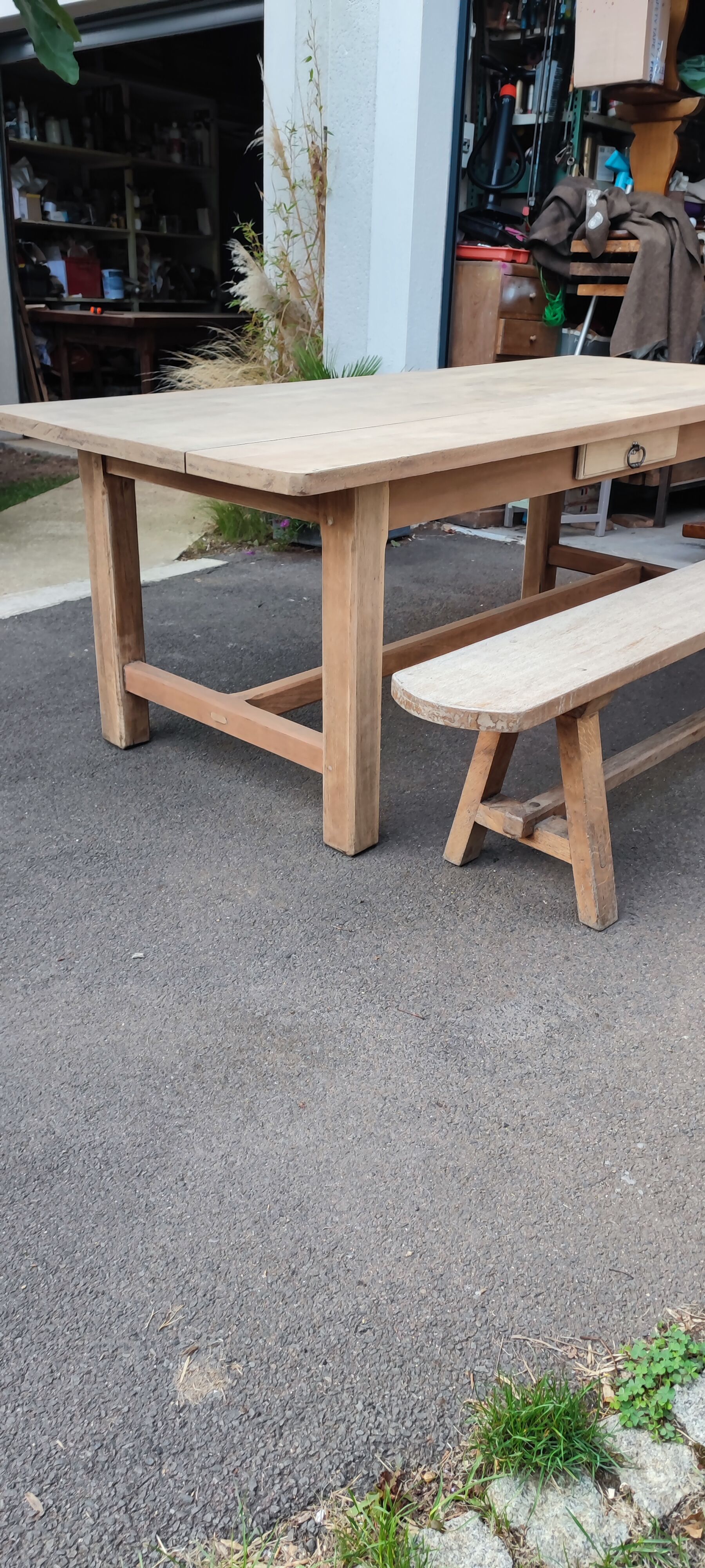 Farmhouse table with its bench