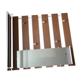 Slatted wall coat rack with mirror, modernist design, 1960s