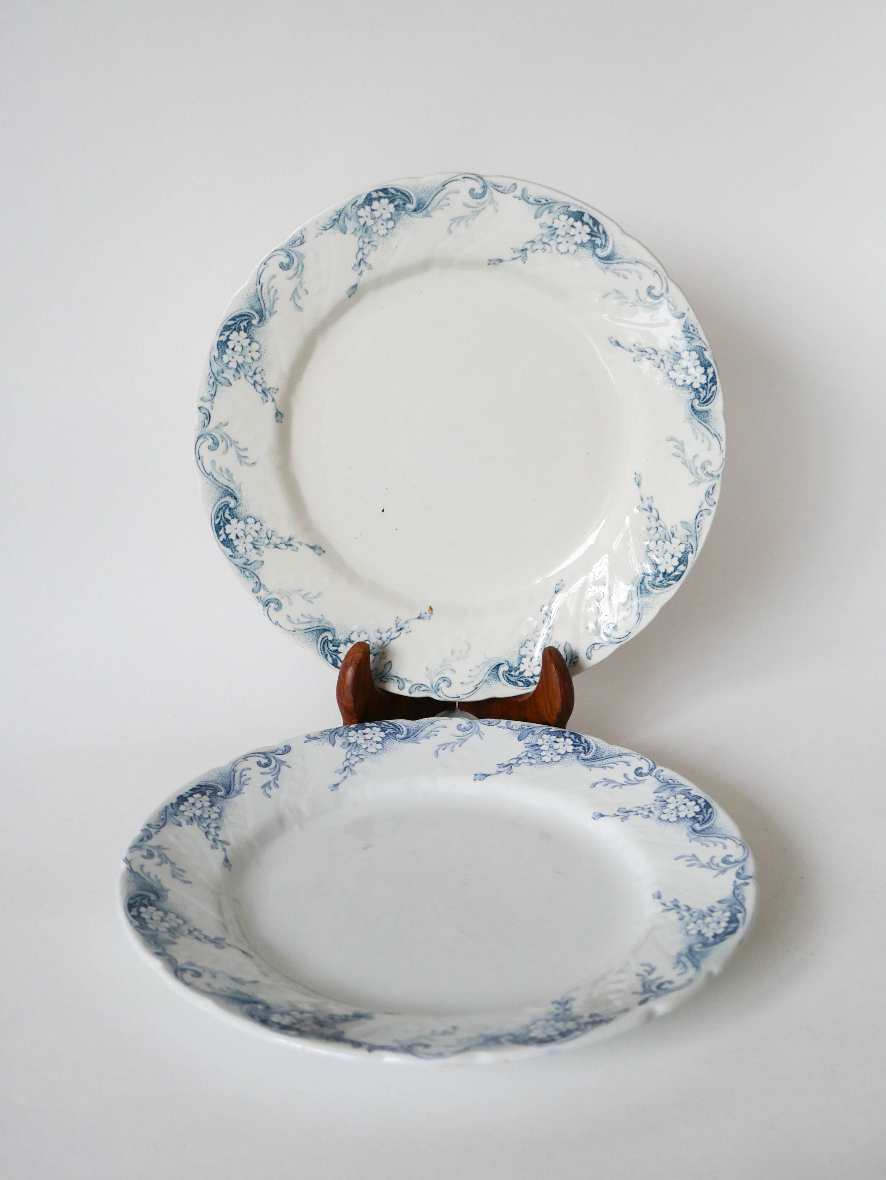 Lot de 6 assiettes plates en Terre de Fer dépareillées Sarreguemines et Lunéville