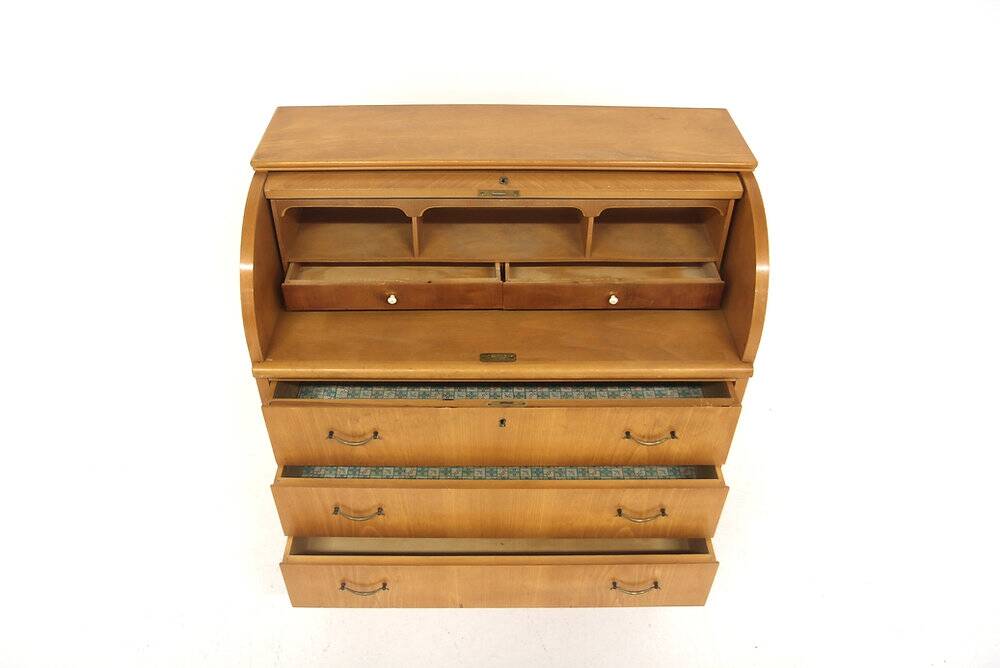 Scandinavian secretary in elm, Swedish modern, Sweden, 1940.
